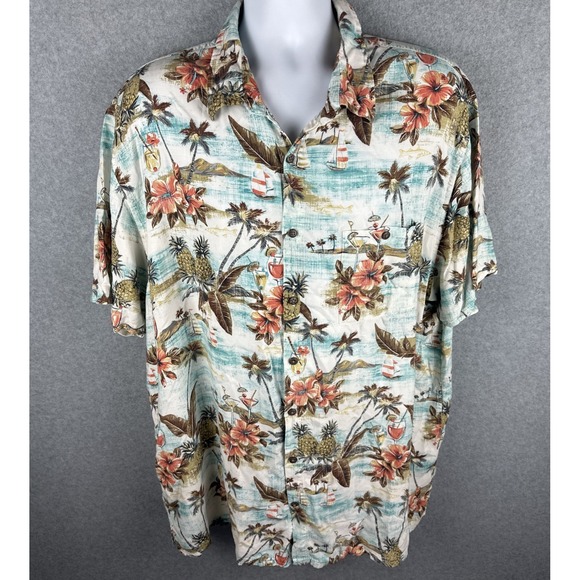 Foundry Men's Short Sleeve‎ Button Down Island Shirt Size 2XLT - Picture 2 of 7